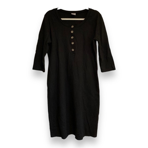 Lou Lou & Company Dresses & Skirts - Women’s LOU LOU Maternity Breastfeeding 3/4 sleeve Henley Black Dress Size Large